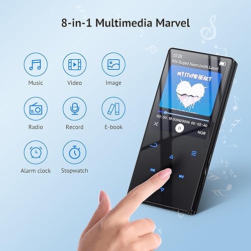 Miniatura 5 de Reproductor MP3 de 64 GB con Bluetooth mejorado (sin Wi-Fi), reproductor de música con altavoz HD, pantalla de 2.4 pulgadas, botones táctiles,