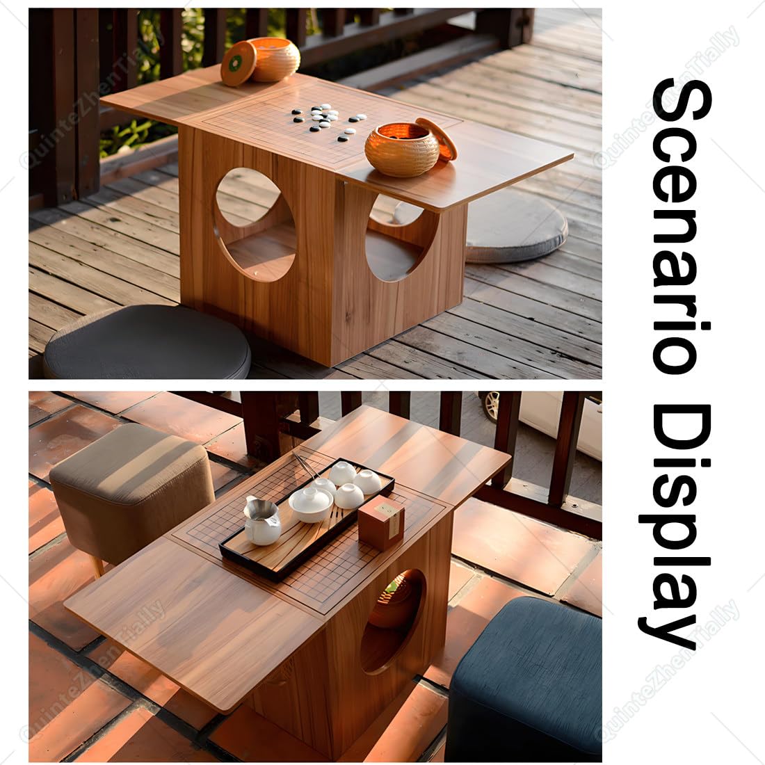 Tavolo A Scacchi Legno 2 In 1,Set Tavolo Double-Face Chess Go,Tavolino Scacchiera Double Face,Design Compatto,Tavolino Convertibile per Tornei Professionali Principianti 92x43x41.5cm