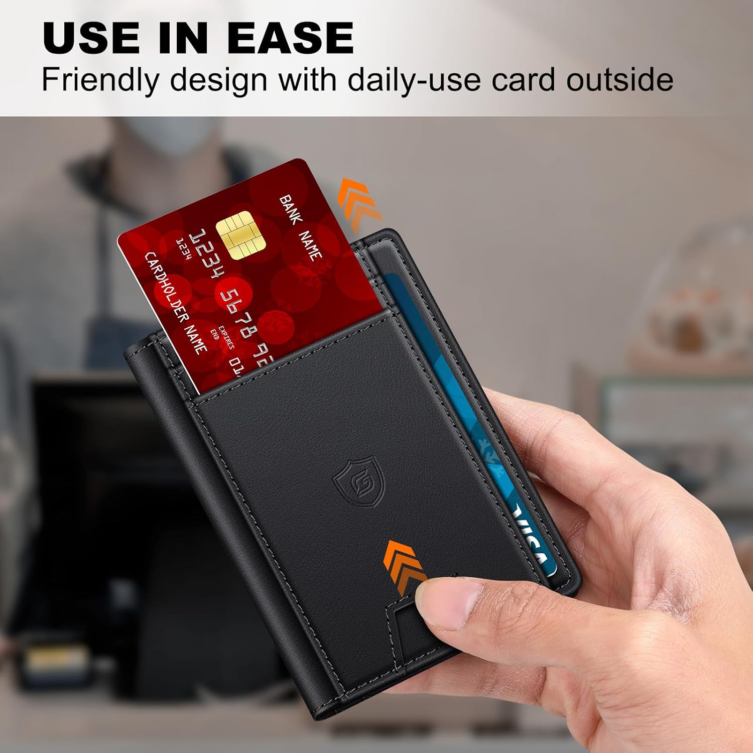 Wallet for Men 14-16 Cards, Minimalist Men Leather Wallet, Men's Front Pocket Bifold Wallets with Money Clip, Slim Thin Card Holder RFID Blocking Bill Folder & Magnetic Closure, Gifts for Men, Black - Image 7