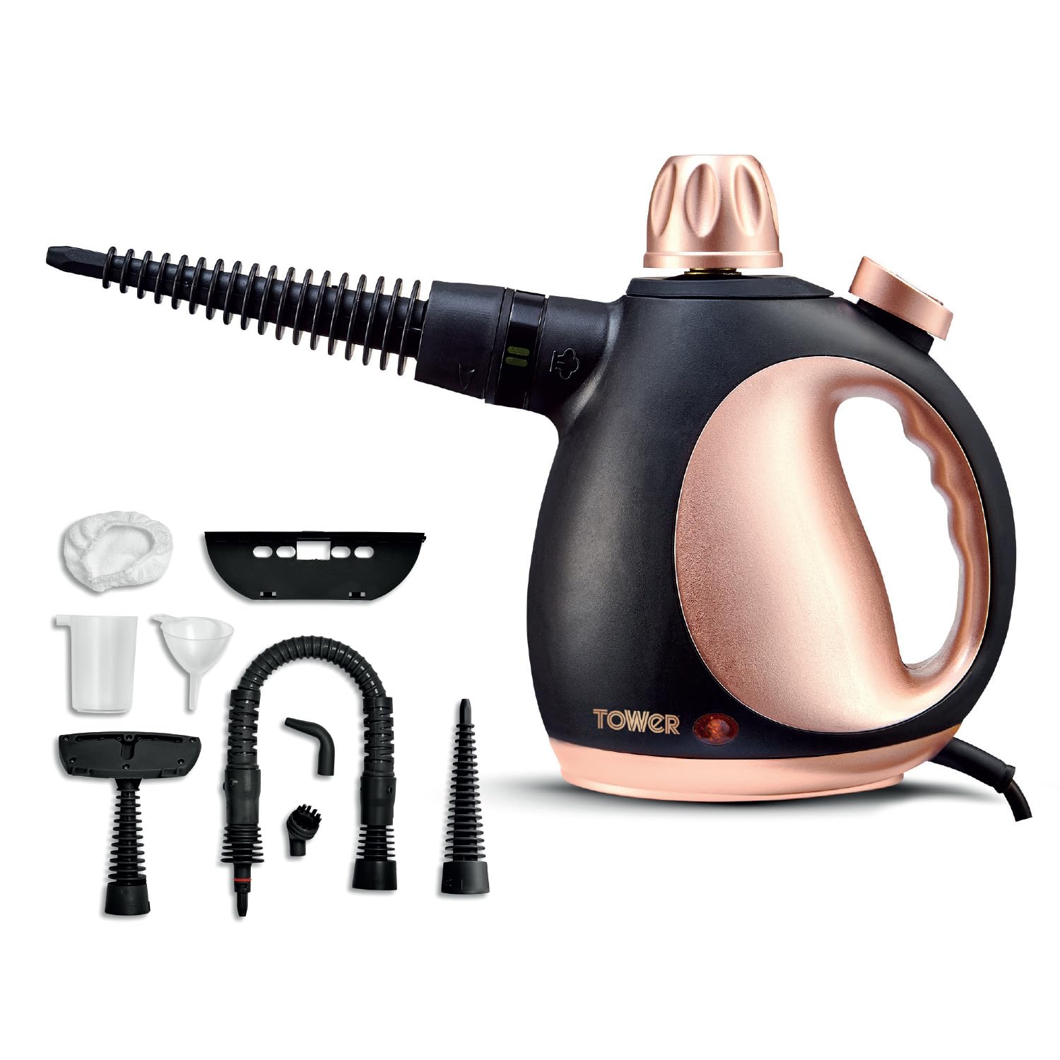 Tower THS10 Handheld Steam Cleaner with 9 Accessories 250ml Water Tank 1050w New