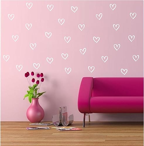 Juego de 56 calcomanías de pared de corazón, 4 formas diferentes de corazones dibujados a mano, calcomanías de corazón dibujadas a mano, decoración