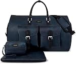 Sac de vêtement pour voyage en cuir convertible Transporter sur vêtement Sac deuffel pour les hommes Voyages Sac de semaine grand imperméable pour les Hommes 2 en 1 Sac d'affaires suspendu à la valise 3pcs