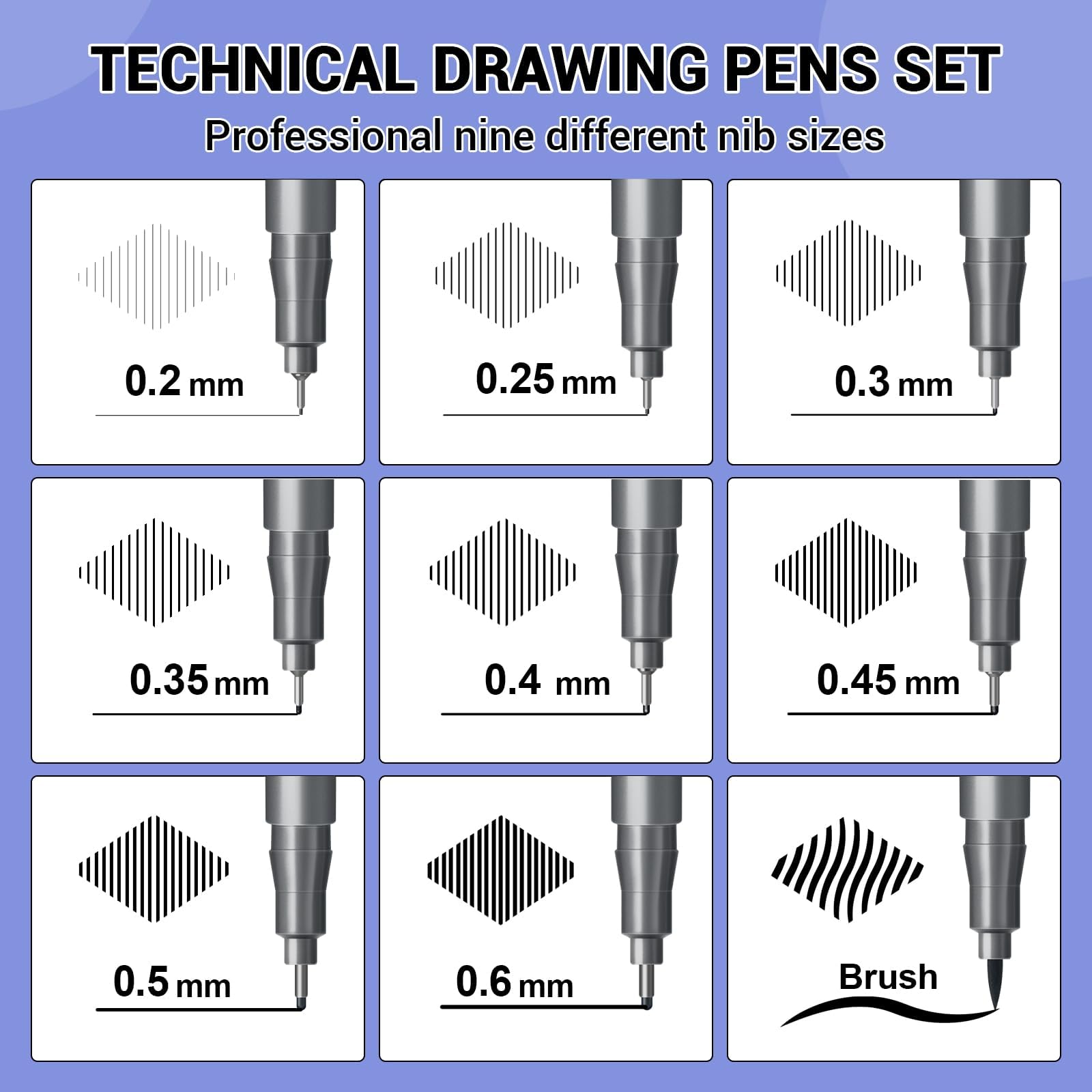 APOGO Fineliner Pens Black Pens, 9 Drawing Pens for Artists, Art Supplies, Fine Liner Pens Black Calligraphy Pens for Handwriting, Writing, Sketching, Manga