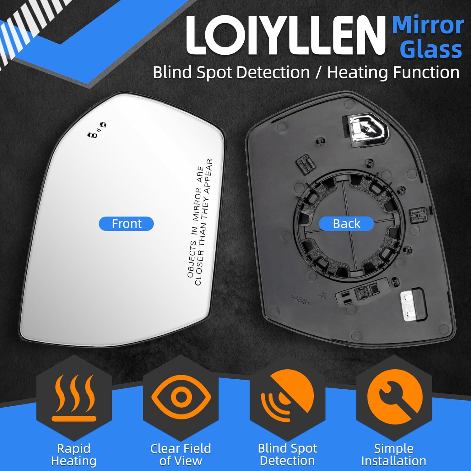 Passenger Side Mirror Replacement for Ford Expedition 2020-2024, for Lincoln Navigator 2020-2024 - Right Side Mirror Glass, Rear View Mirrors Glass with Power Heated & Blind Spot