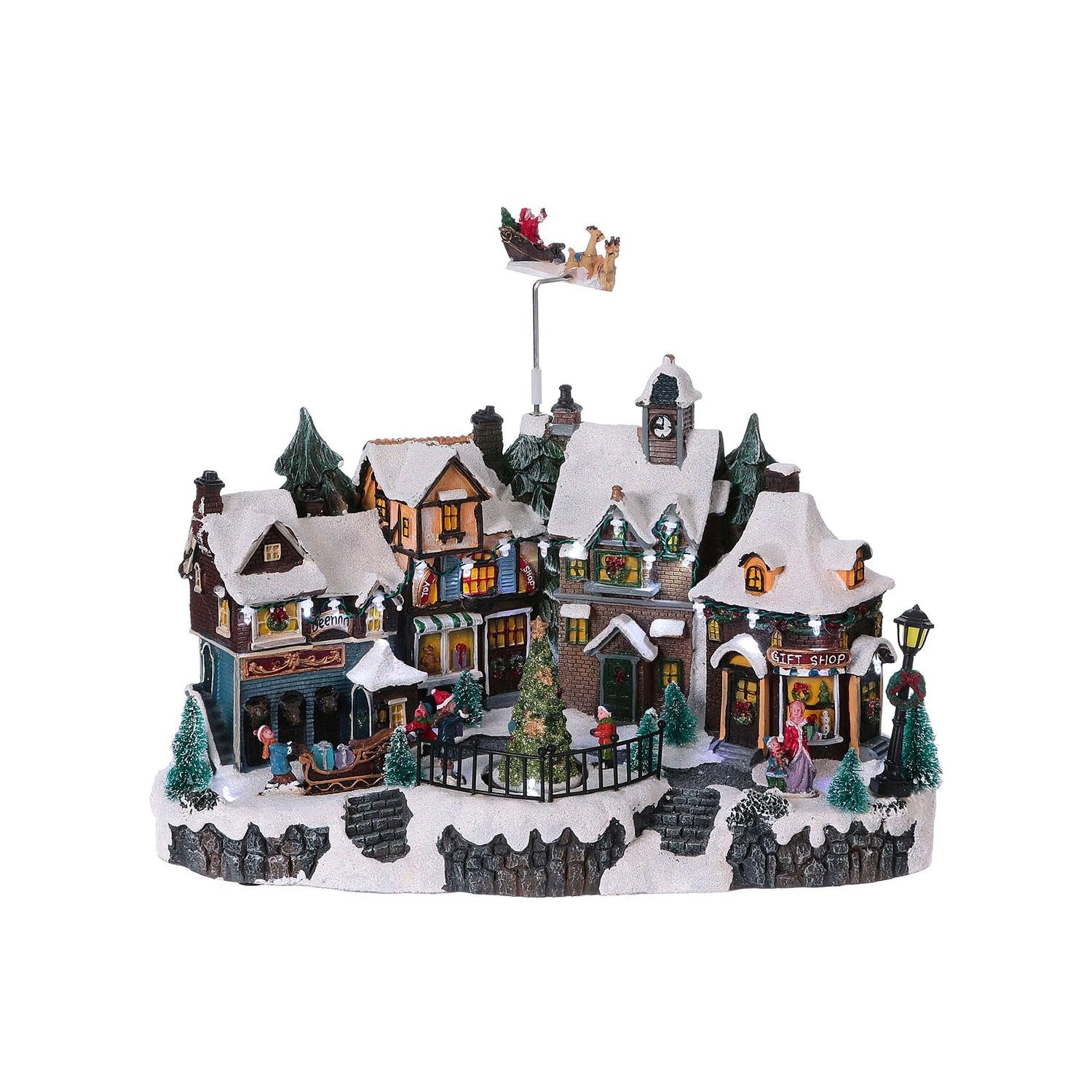 Village de Noël animé Avilia avec LED et musique – Décoration moderne et unique