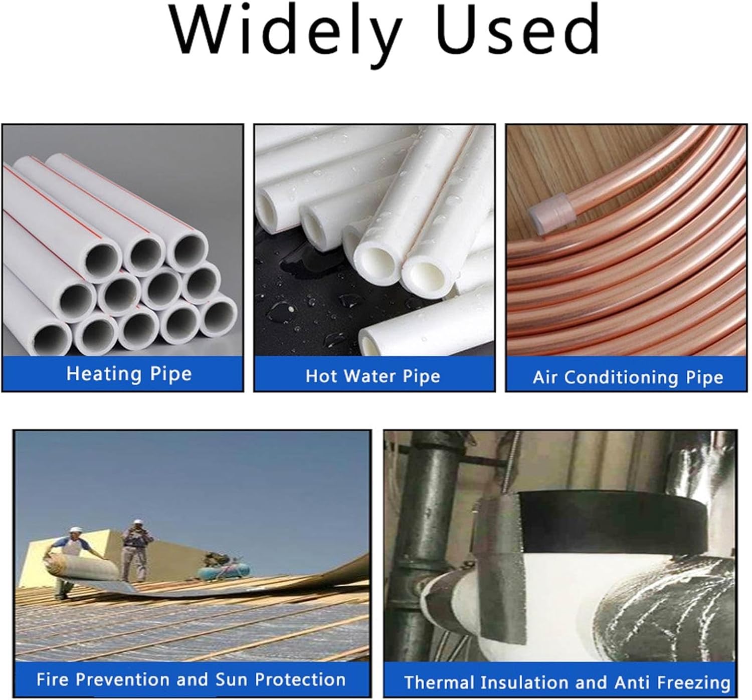 95cm Length Insulation Lagging Wrap Rubber Tubular Pipe Insulation Thickness 30mm Self-Sealing Insulated Pipe for Air Conditioner Thermal Plumbing Tubes, Silver