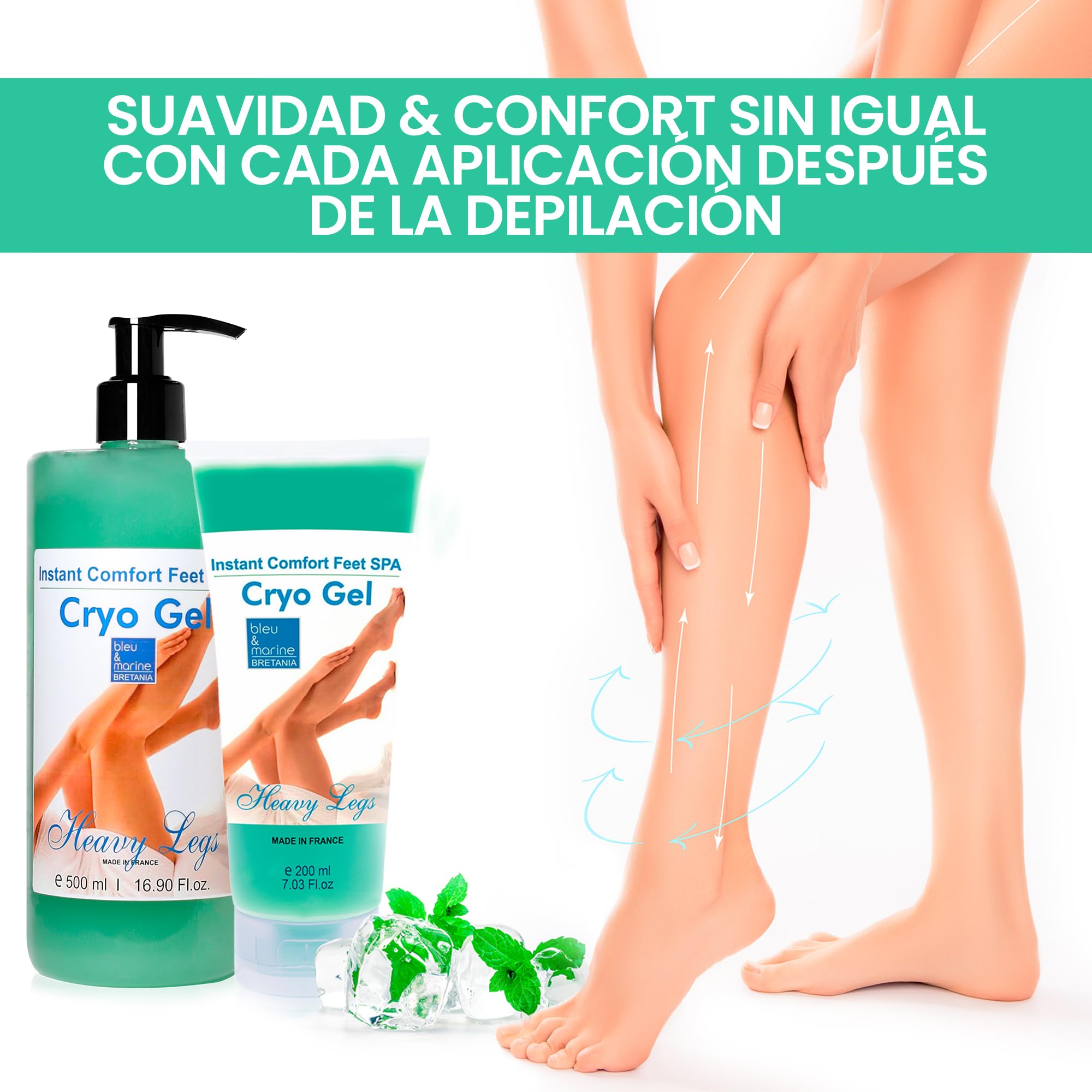 Gel Frío Cryo, Muscular y Piernas Cansadas. Efecto Calmante Inmediato. Masaje Muscular de Recuperación Deporte y Post Entrenamiento. Elimina Retención de Líquidos. Gel Frío Profesional - 500 ml