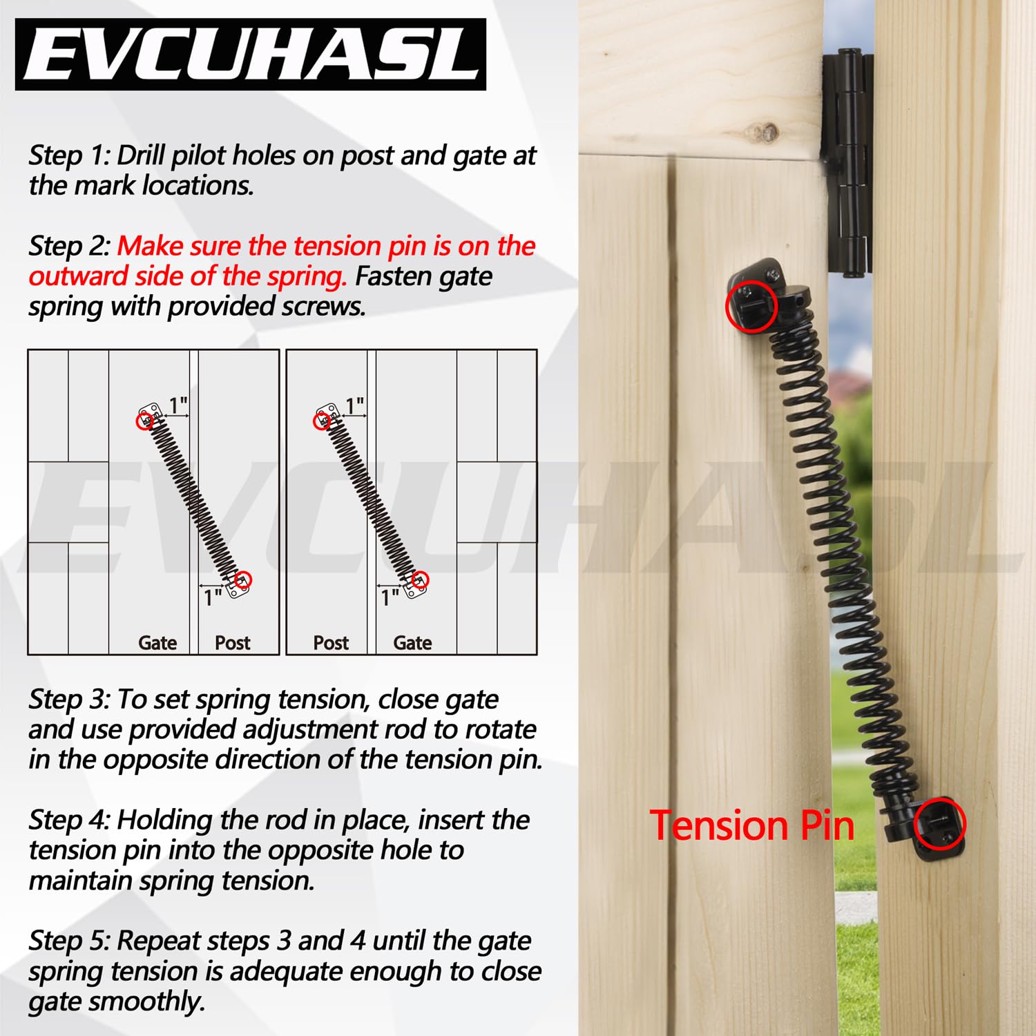 Snapklik.com : EVCUHASL 11-1/2" Gate Spring Self Closing Heavy Duty ...