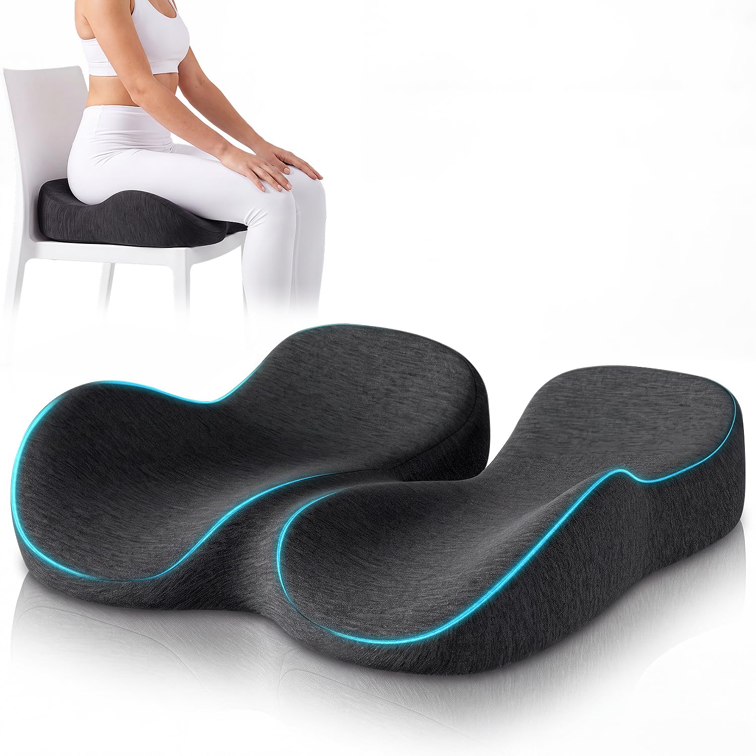OWill Coussin Coccyx Mousse Mémoire Ergonomique Bureau Voiture Grossesse | Confort assise prolongée,Soutien coccyx ergonomique,Bureau, voiture, grossesse,fauteuil roulant,Mousse mémoire dense