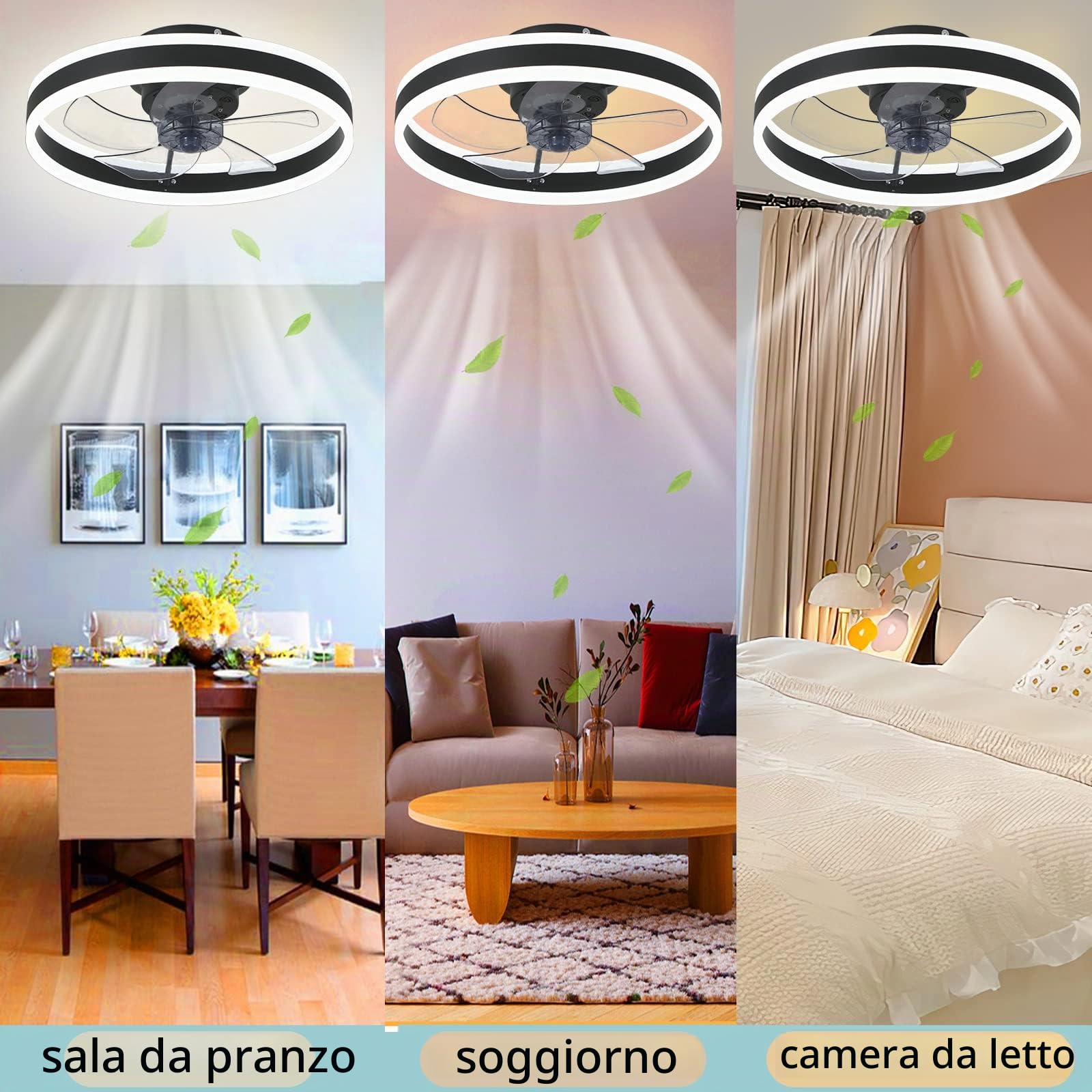 Wildcat Ventilatore da Soffitto con Luce, Moderno Indoor 50CM LED Dimmable Ventilatori da Soffitto con Telecomando, Smart 3 Light Color Change e 6 Velocità Della Ventola