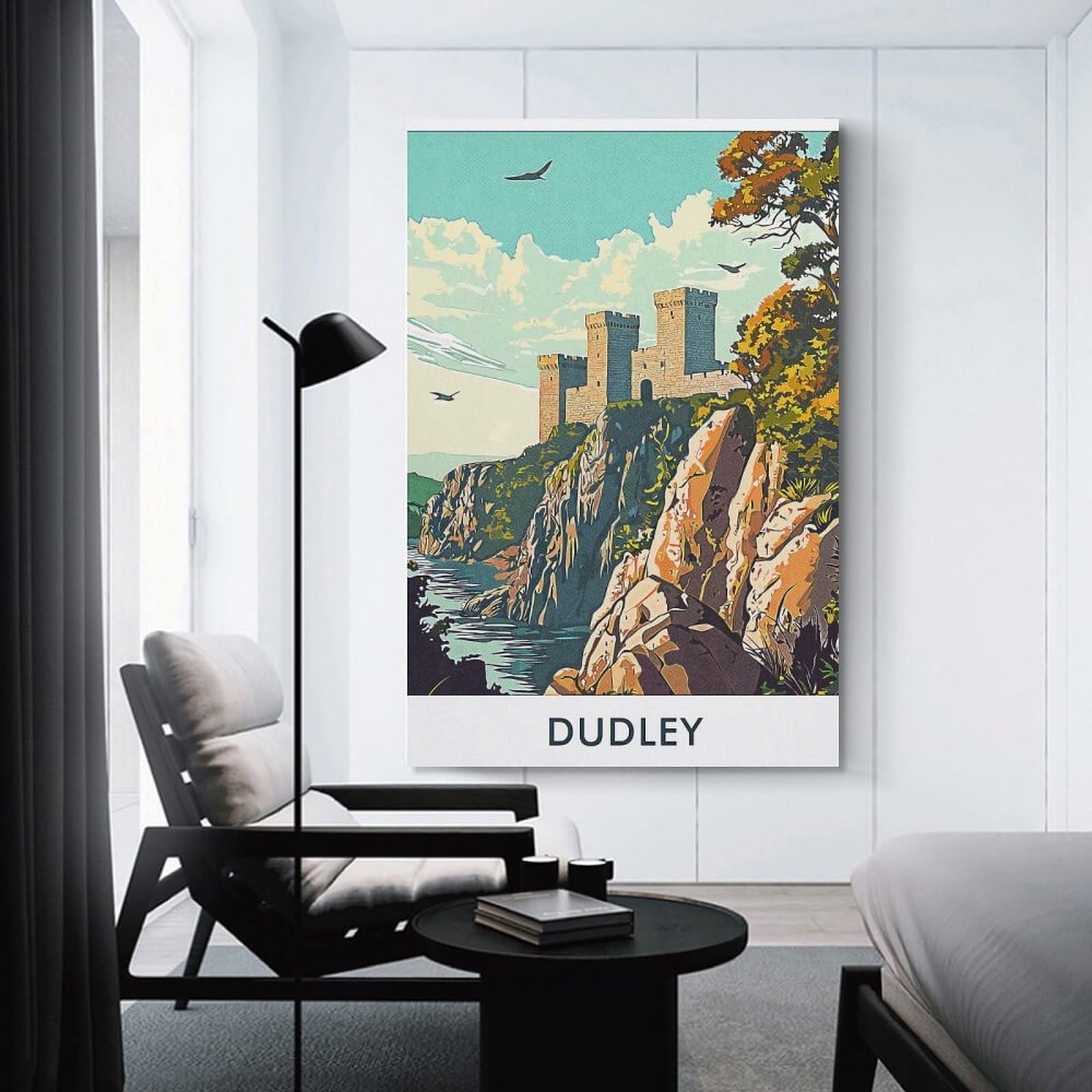 Junmoney Dudley Castle Vintage Wall Art Print, 16x24inch(40x60cm), for Front Hall, Corridor Or Welcome Spaces, Wall Decor to Refresh Empty Corners