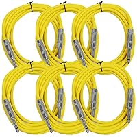 Vista 10 de Seismic Audio SASTSX-10Red-6PK 10 pies TS de 1/4 de pulgada, cable para guitarra, instrumento o parche, color rojo