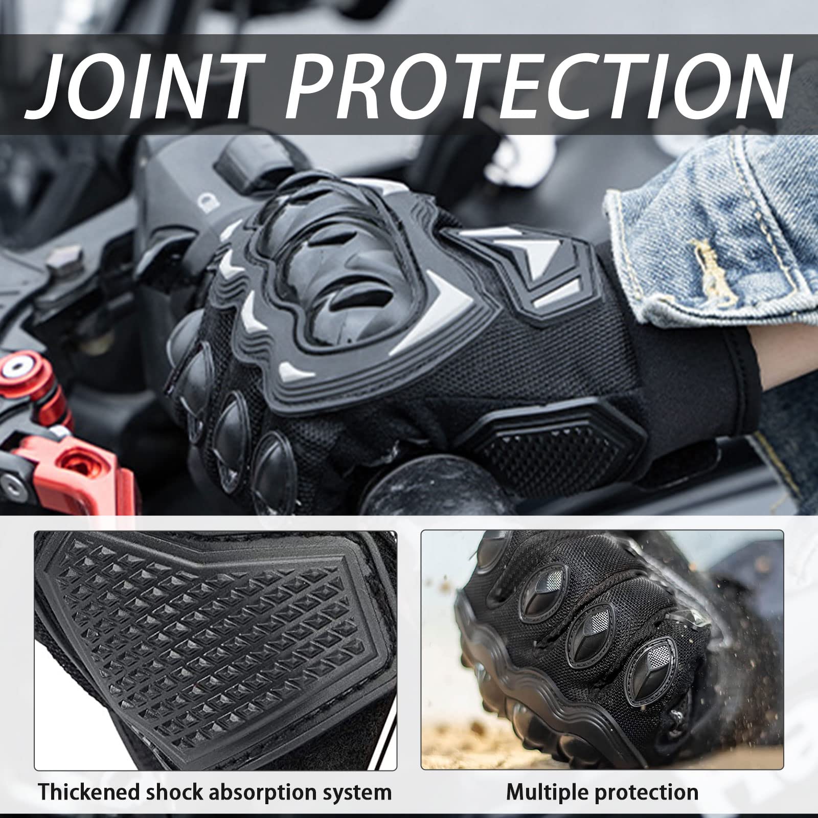 Guanti Moto PNGOS Omologati - Uomo/Donna, Touch Screen, Traspiranti, Taglia M