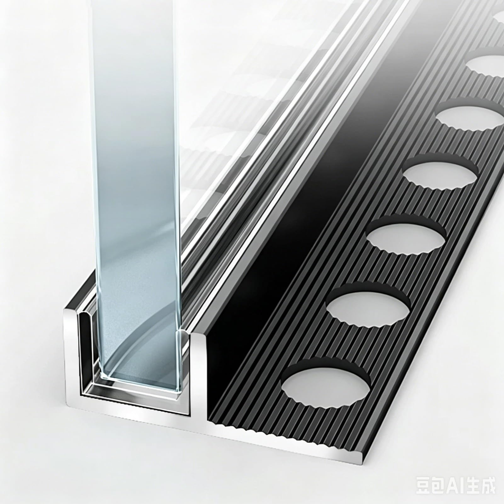 Minglez 10Mm (3/8In) F-Shower Glass Channel With Mat, Black Glass Edge Retainer Trim For Shower Enclosure/Frameless Panel, Aluminum Bathroom Bottom Guide For 8-12 Mm(,L2.1m(6.9Ft))