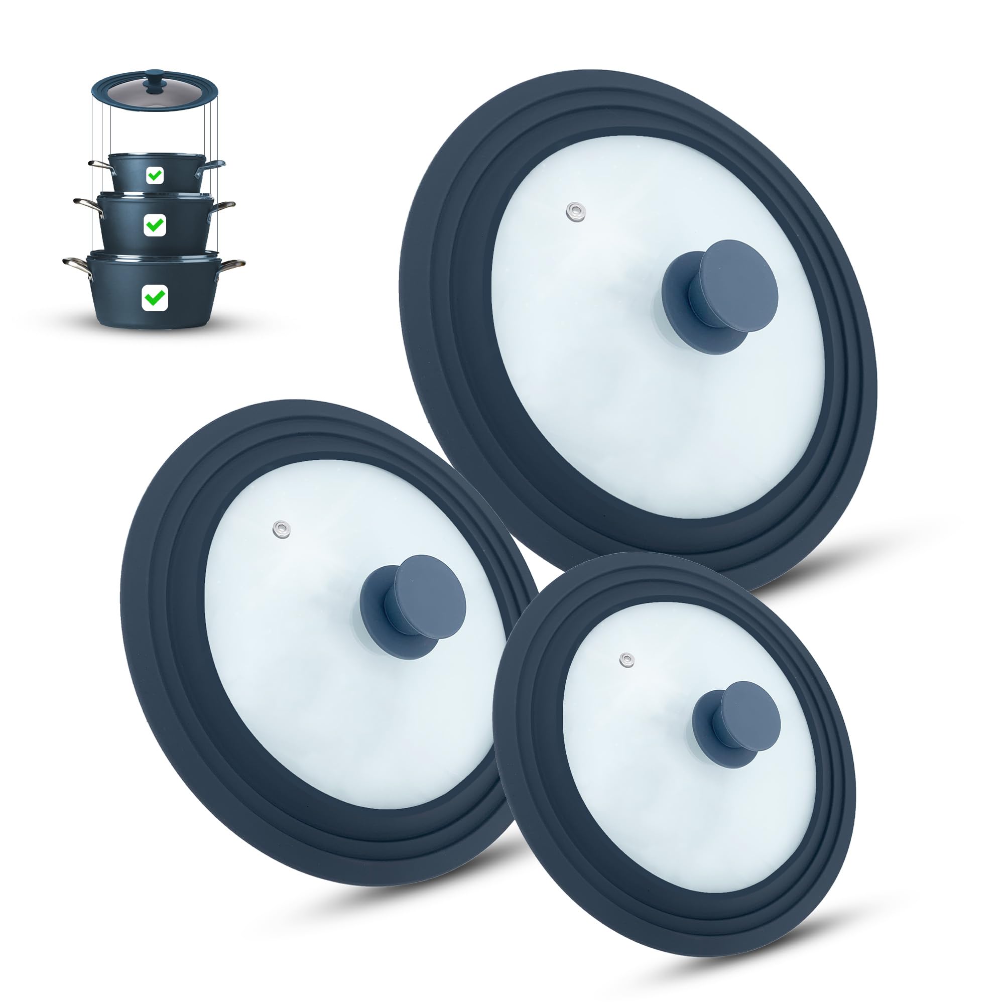KADAX Coperchio Universale In Vetro Per Pentole E Padelle | Diametro 22 Cm | Manico Ignifugo Rimovibile | Resistente Al Calore E Facile Da Pulire