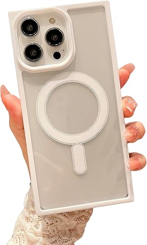Cocomii Funda cuadrada compatible con iPhone 1212 Pro, compatible con MagSafe, lujosa, delgada, brillante, transparente, marco de color, fácil de