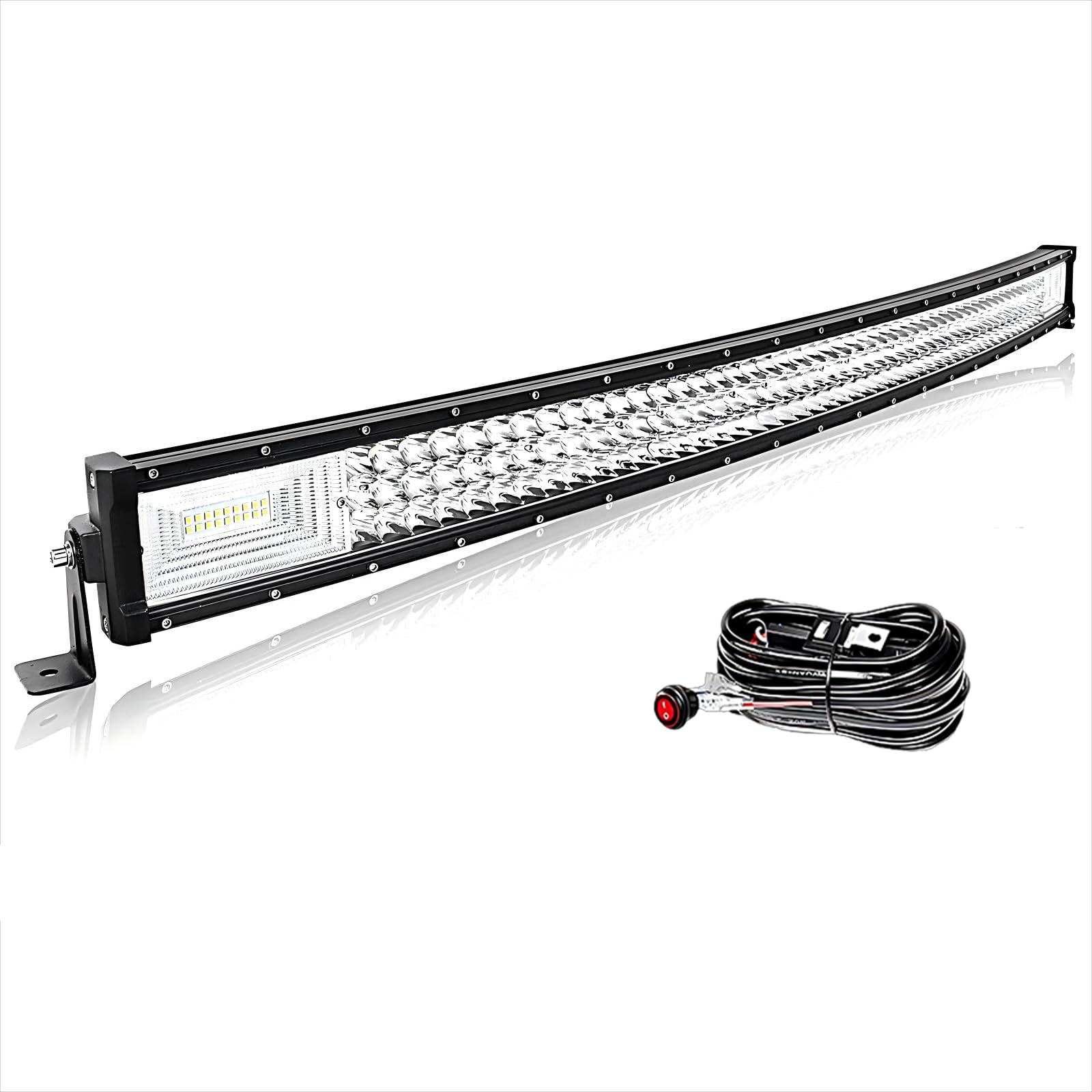 Led Arbeitsscheinwerfer 42 Zoll 540W Gebogen Led Lichtbalken Scheinwerfer Mit Kabelbaum DREI Reihen Zusatzscheinwerfer Light Bar für Traktor Auto 4x4 SUV (42 Zoll Gebogen 540W)