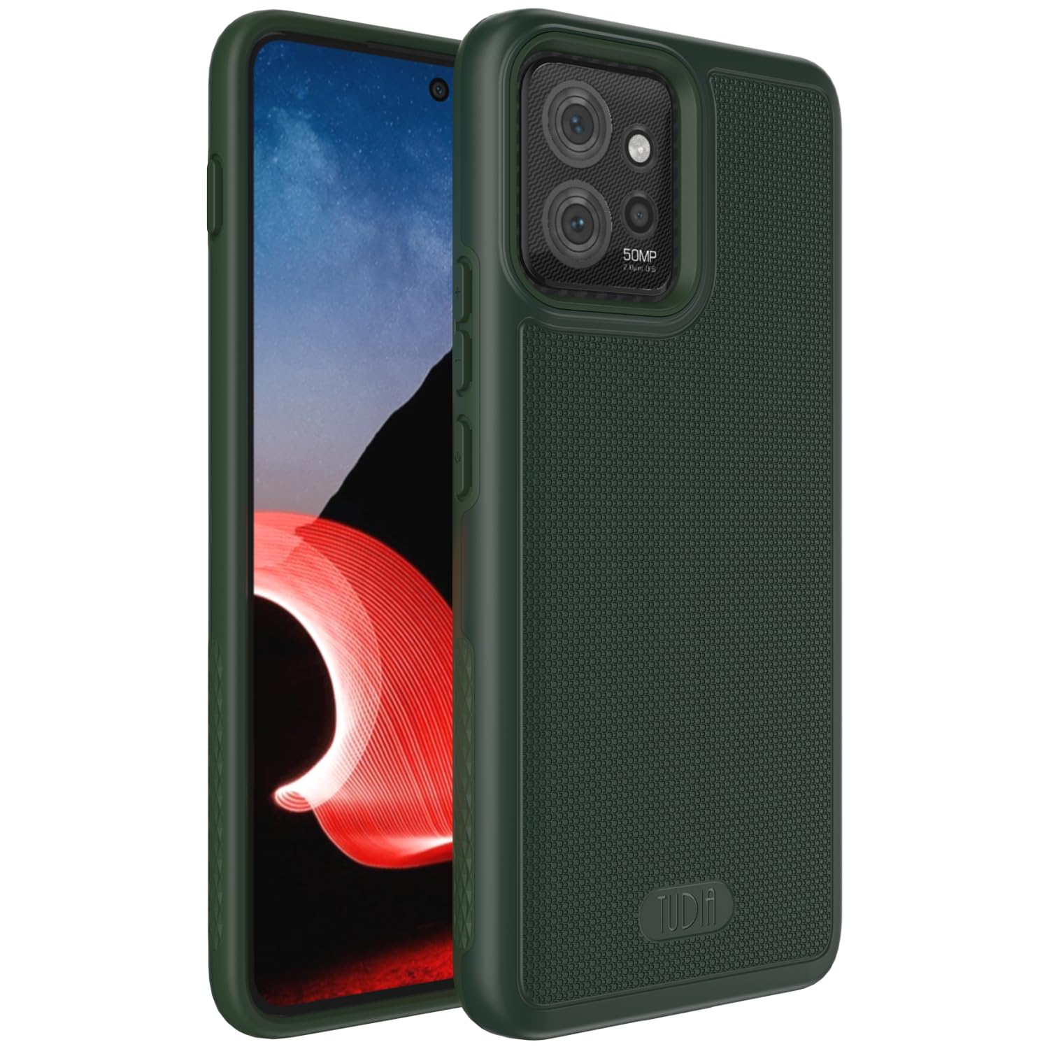 TUDIA DualShield Grip Designed for Motorola ThinkPhone Case Cover (2023), [MergeGrip] Dual Layer Shockproof Slim Military Grade Non-Slip Tough Heavy Duty Protective Phone Case Cover - Pine Green
