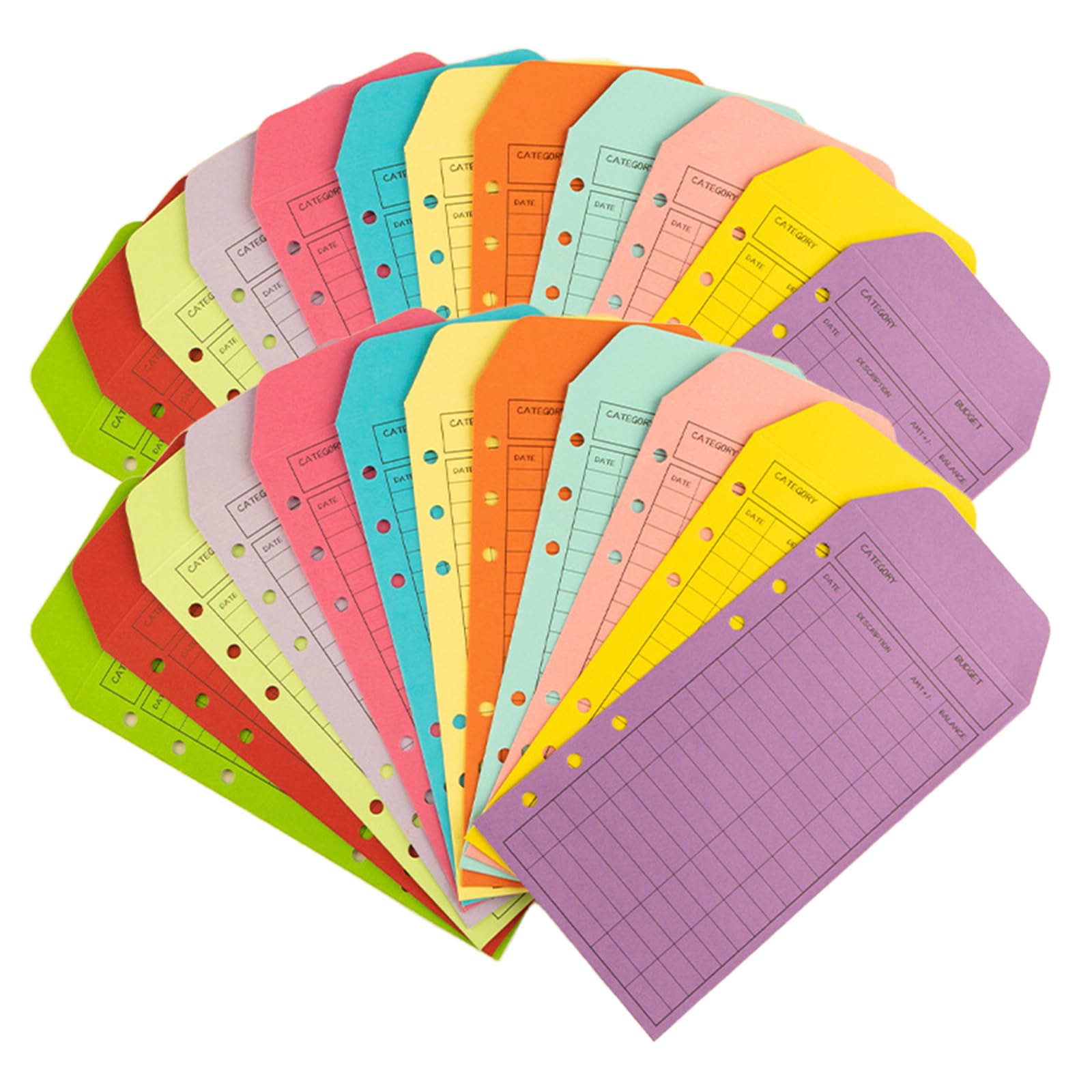 YFFSFDC Cash Envelopes, Budget Envelopes, 12 Colors, 24 Pieces, Budget System, 6 Holes, Budget Sheet, Money Management, Household Use, Business Use : Office Products