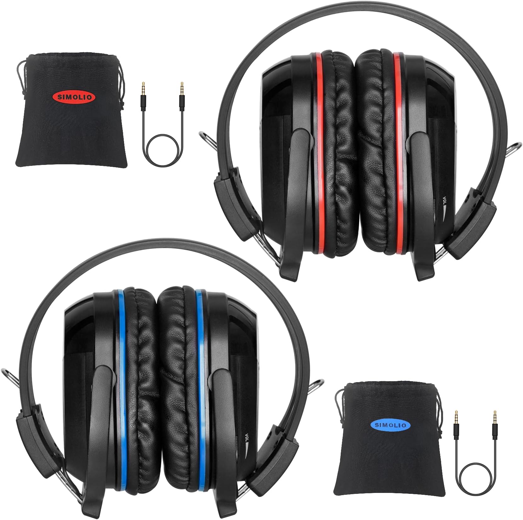 2 Pack of IR Wireless Headphones for in Car TV Video Audio Listening, 2 Channel Car DVD Headphones for Kids with Custom Fit, Universal Infrared Headphones for Car DVD Headrest Video, AUX Cord