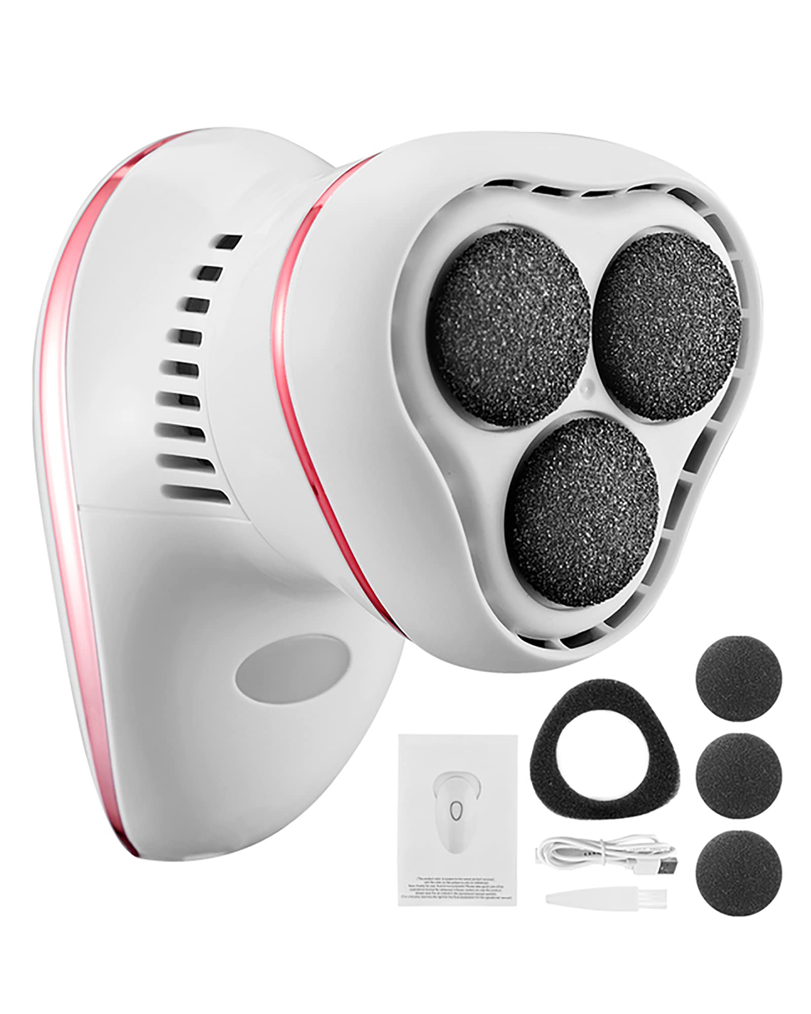 Kit de removedor de callos de pie eléctrico con iluminación Lima de pie recargable Herramientas de pedicura Amoladora de pie al vacío 3 rodillos y 2 velocidades para pies secos, muertos y agrietados