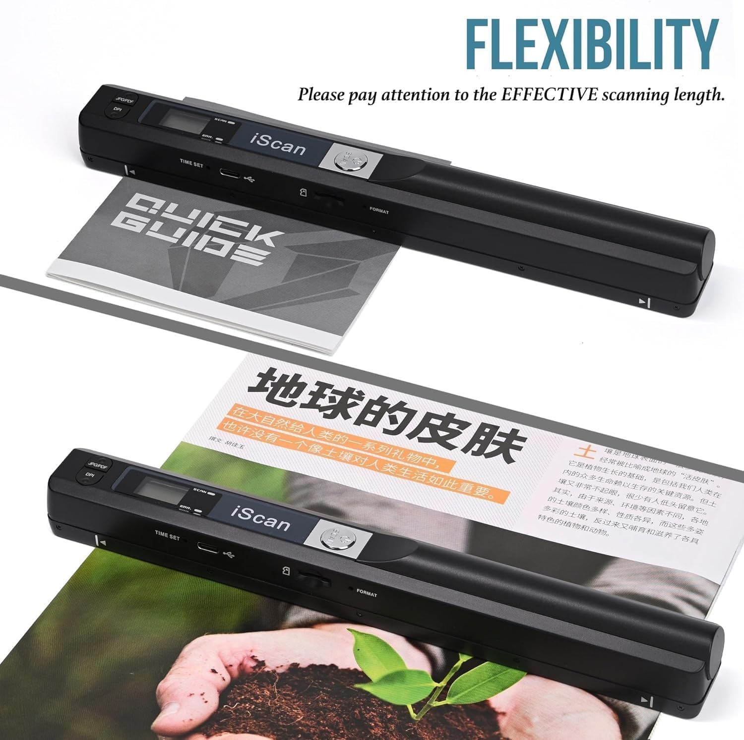 A4 Document Scanner, Portable Card Photo Scanner with 16GB Memory Card, Mini Handheld Receipt Scanners, USB Connection for Computer, Black, LNKH09