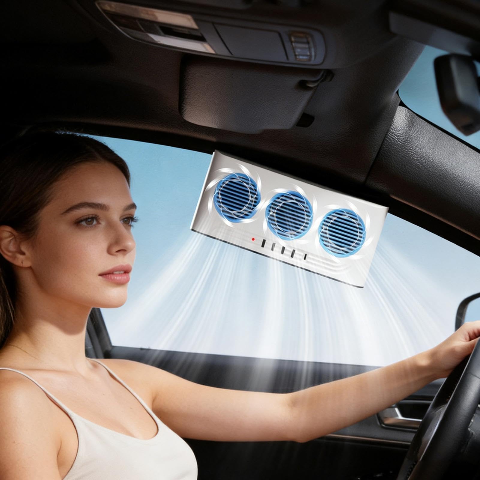 Generisch Ventilateur de fenêtre de voiture | Refroidissement solaire à air avec 3 prises | Ventilateur extracteur de fenêtre | Pour SUV, camion, camping-car, van, longue distance et conduite