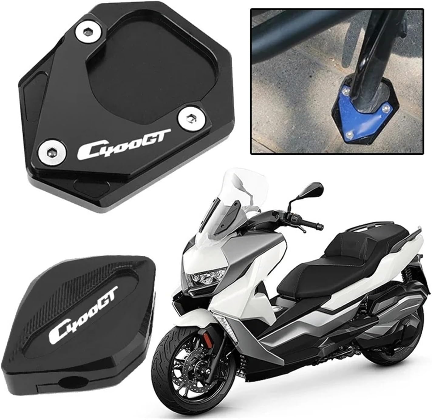 Motorcycle Kickstand Enlarge Plate For B&M&W C400GT C 400GT 2019-2023 Motorcycle Foot Side Stand Auxiliary Pad Kickstand Support Plate Extension Enlarge