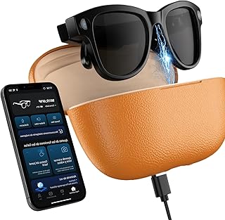 smartia SMARTIA - Óculos inteligentes com câmara, Estojo de Carregamento Portátil, Óculos de sol bluetooth, Mãos livres com IA integrada por Voz, APP incluída em português, Smart glasses e Tradutor 20 idiomas