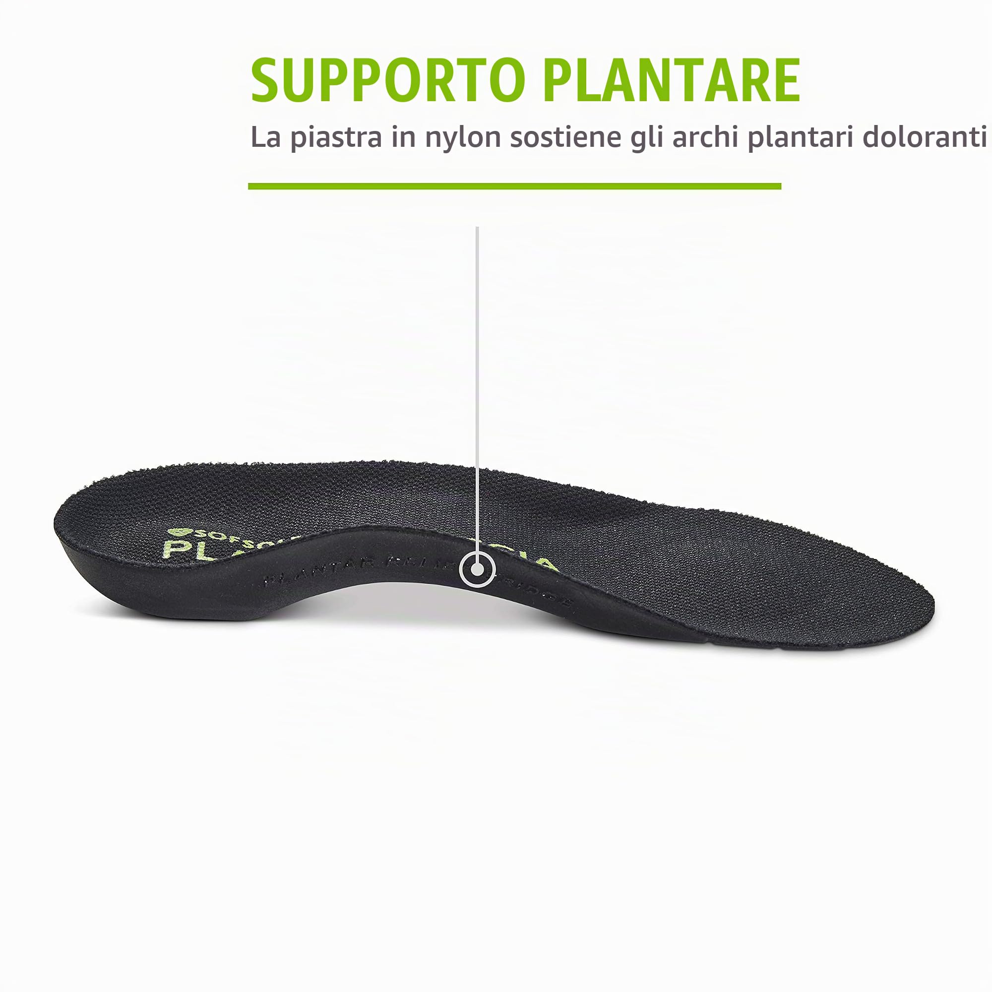 Sof Sole Plantare FASCIA Supporto 3/4 di lunghezza Gel Shoe Insert, nero, 7-13