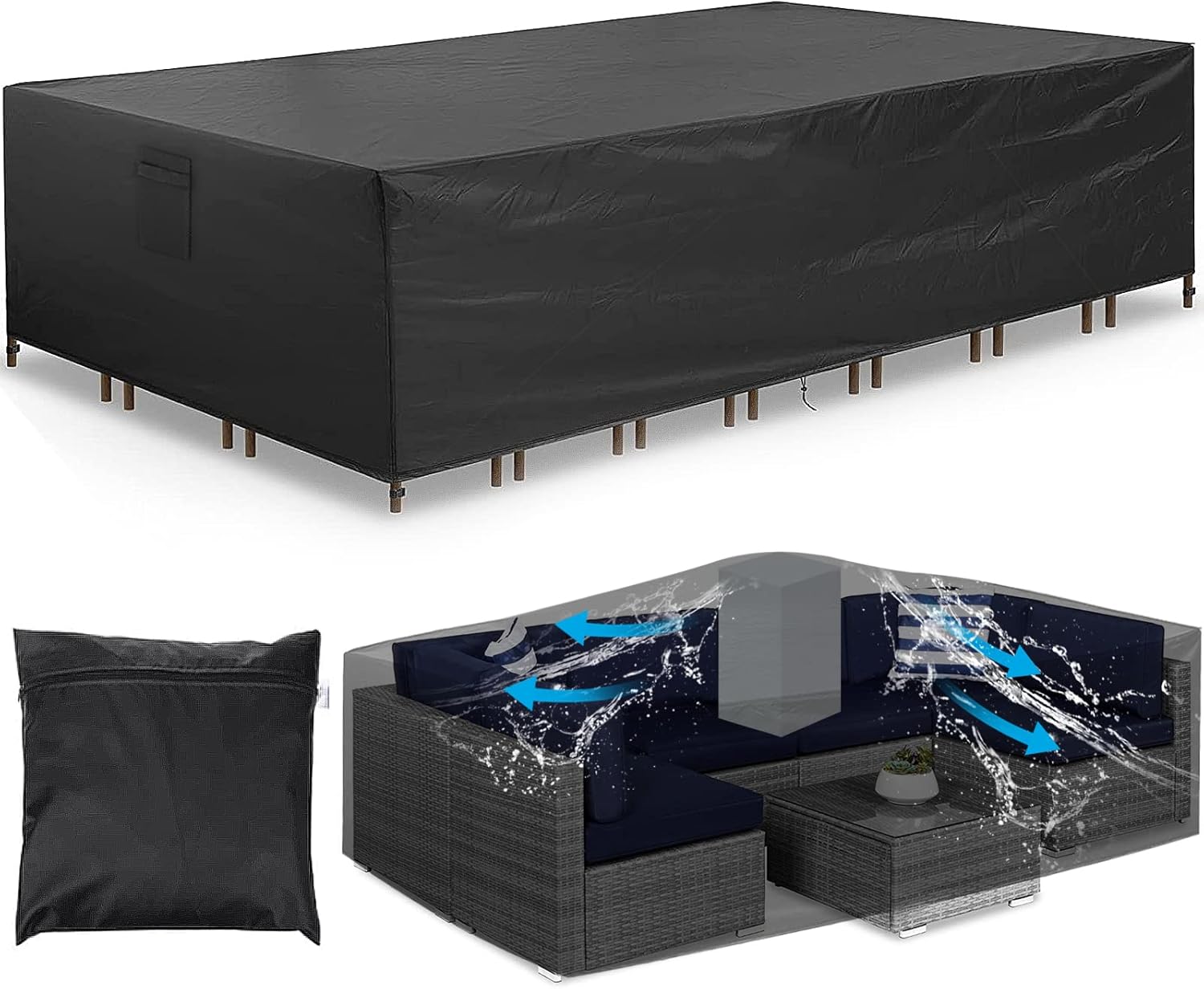 110"L X 83"W X 28"H Patio Furniture Cover, Outside Table