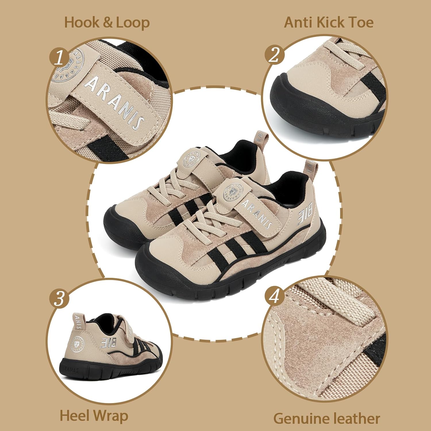 TARANIS Unisex-Child Comfortable Durable Sneakers No-Slip Kids Hiking Shoes for Dirt