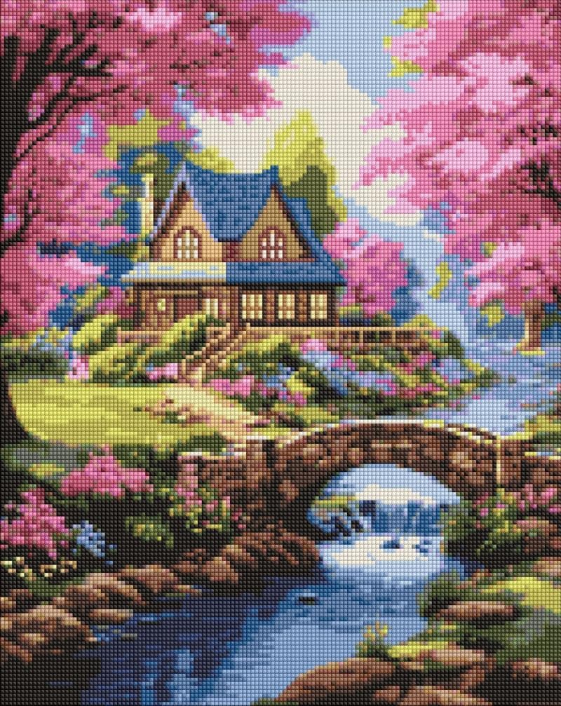 IDEYKA A House in Flowers - Diamond Art Painting Sets for Adults, Full Drill Diamond Dot Painting for Beginners, Diamond Mosaic on Frame, Gemstone Art Painting Sets, DIY Craft Sets, 40 x 50 cm