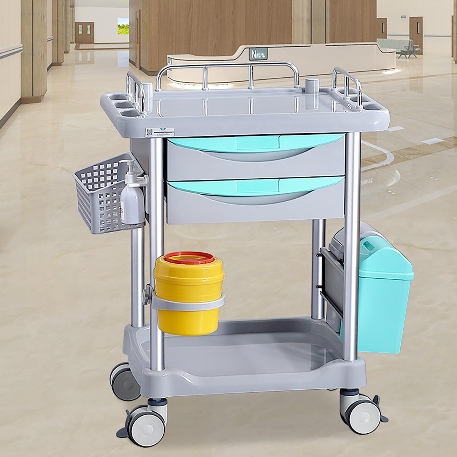 Carrello medico mobile con ruote, carrello multiuso professionale con materiale ABS, per laboratorio, clinica, ospedale, salone, ufficio