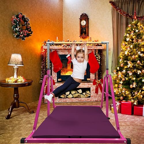 Miniatura 6 de Barra de gimnasia plegable y movible, barra horizontal para niños y niñas, equipo de gimnasio que no se tambalea para el hogar en interiores, altura