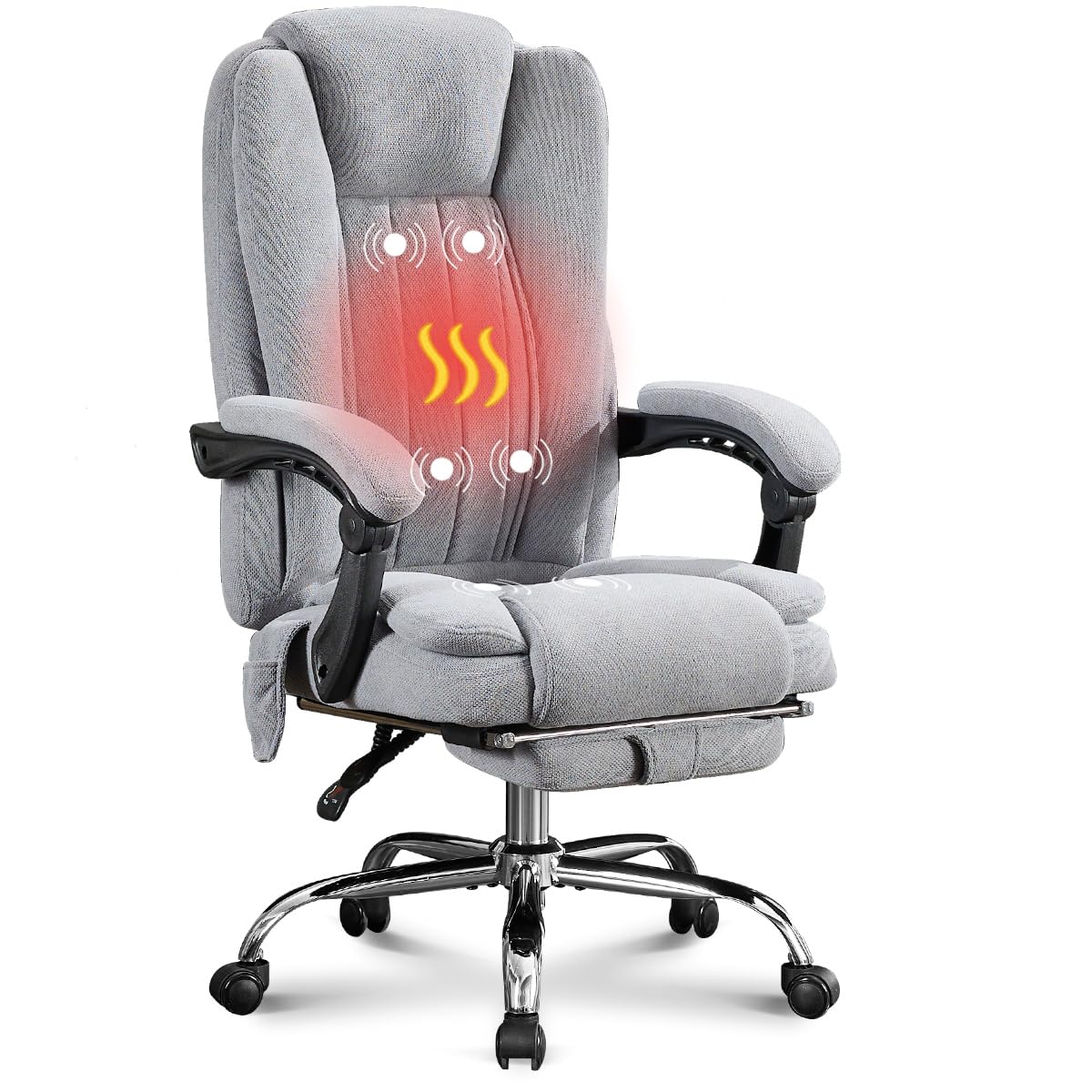 Massage Office Chair with Foot Rest,6-Points Vibration and Heat Ergonomic Executive Chair for Heavy People,500lbs Big and Tall Office Chairs with