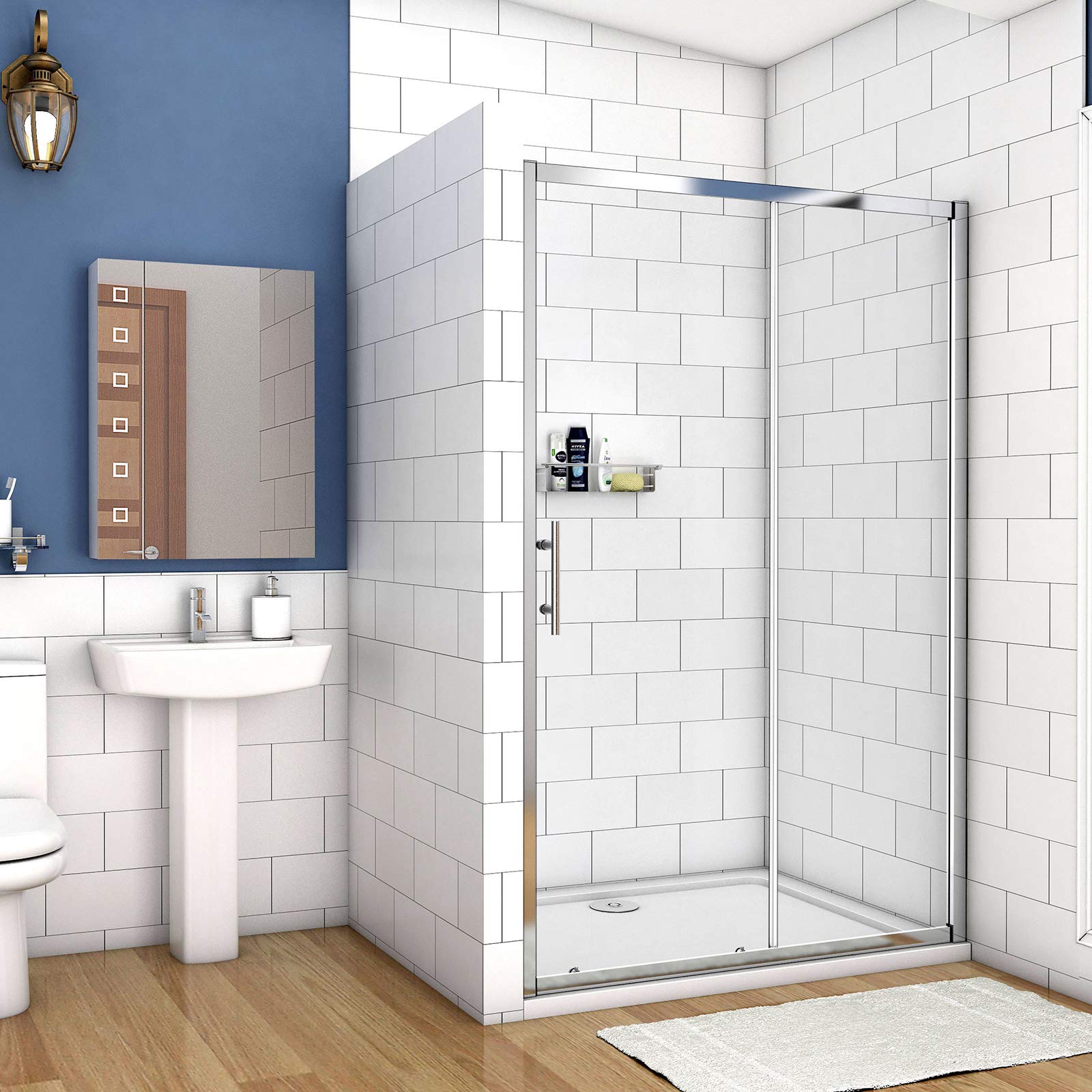 1000mm Xinyang Sliding Shower Enclosure 5mm Safety Glass Reversible Bathroom Cubicle Screen Door