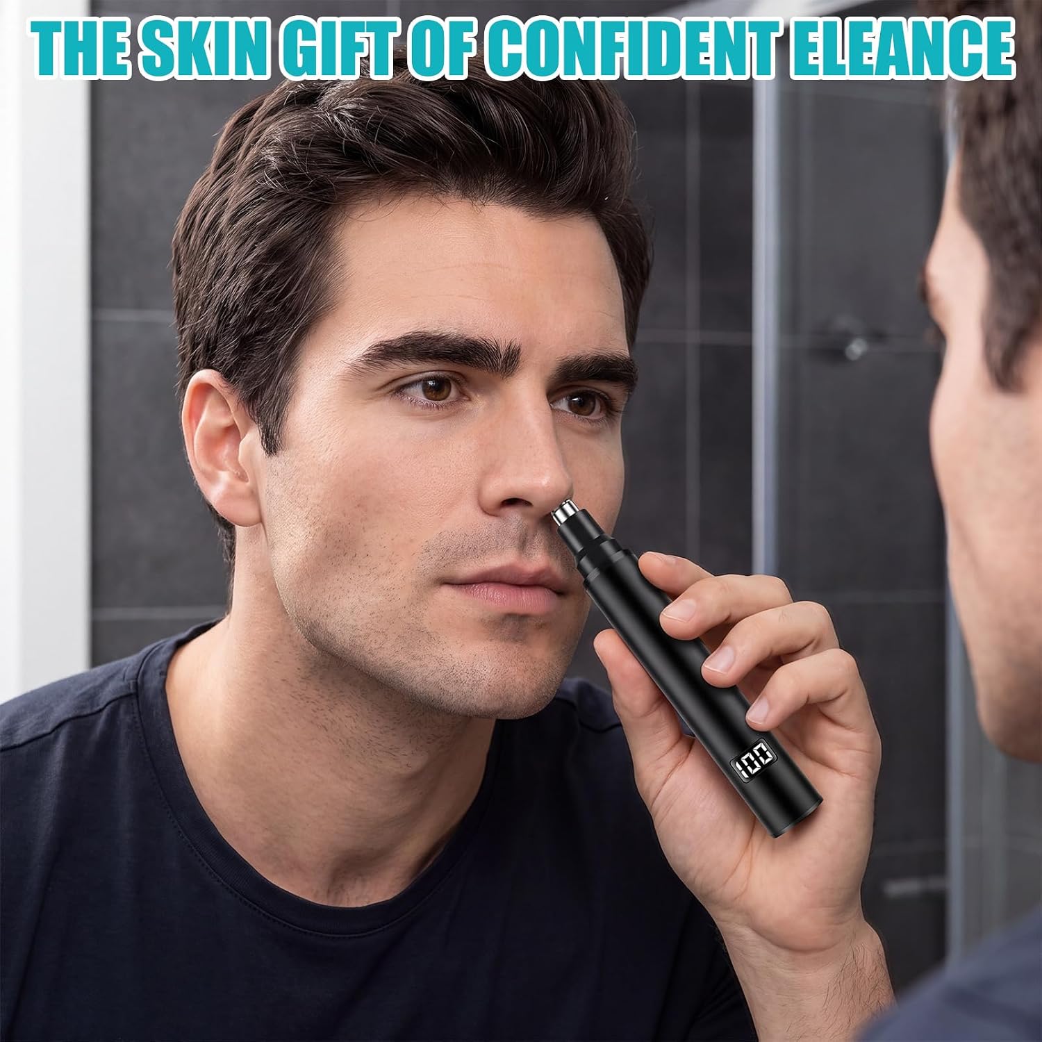 Ear and Nose Hair Trimmer for Men & Women IPX7 Waterproof | 2026 Nose Hair Trimmer Painless with LED Display, Dual-edge Blades, 35dB quiet, USB Rechargeable, compact for Travel, Home & Office, Black