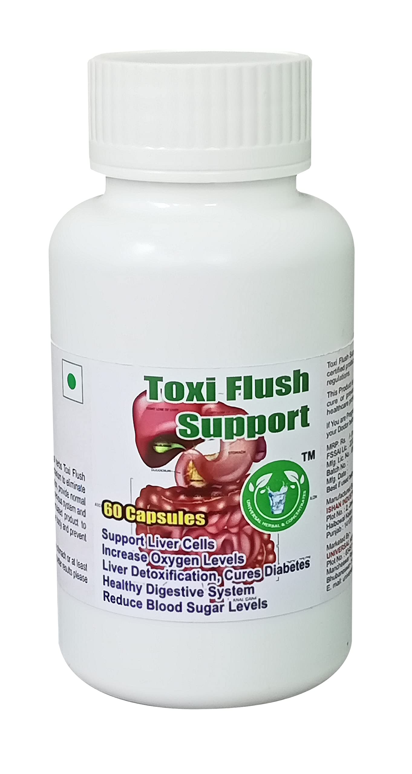 Toxi Flush Support Capsules (Get One Bottle 50ml Toxi Flush Support Drops Free)