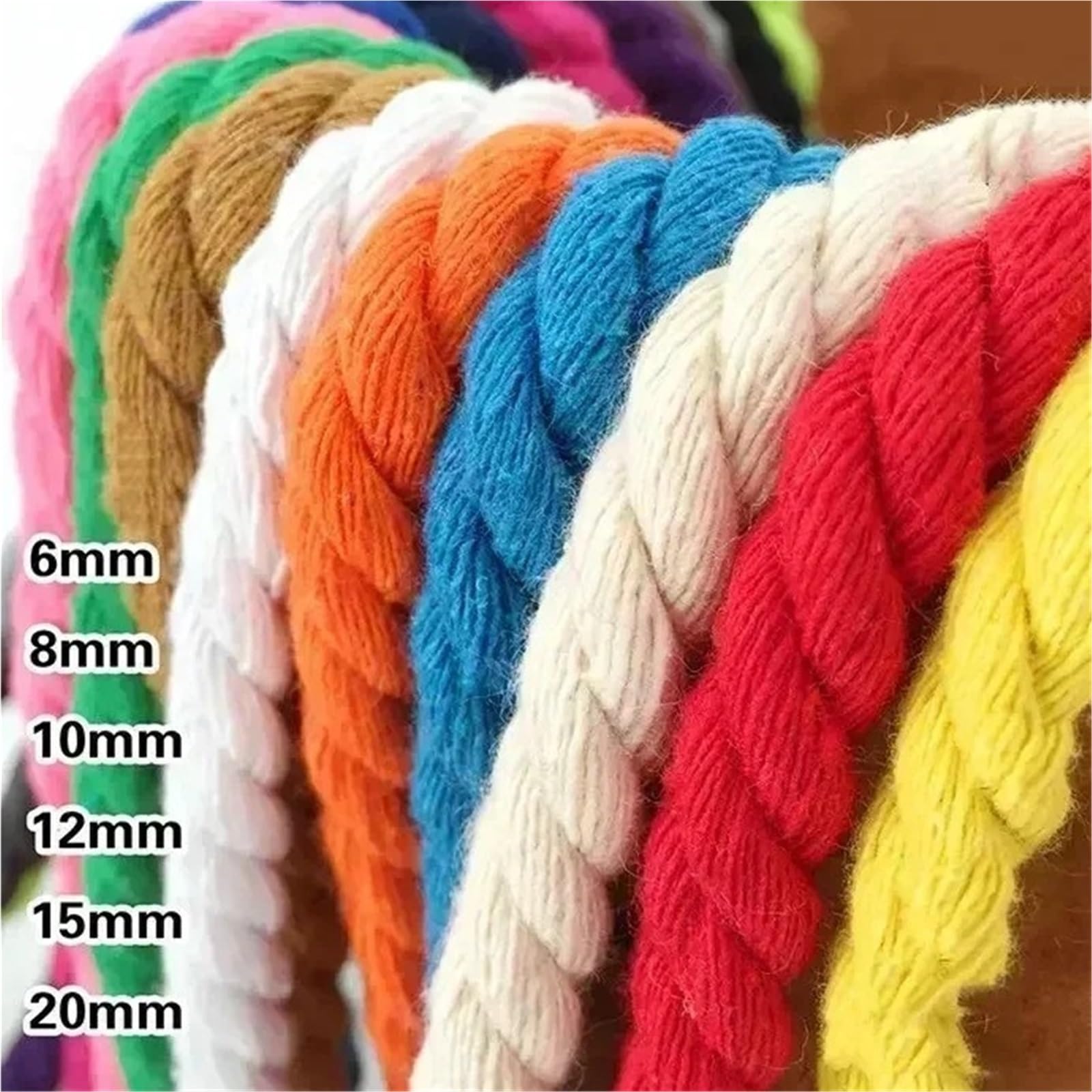 Hilo de Macramé Cordones de algodón Trenzados 5 Metros y 3 Partes, Cuerda macramé 5/8/10/12/20mm, Bolsa for decoración del hogar, Cinta cordón, Accesorios Costura DIY(Lakeblue,20mm-5Meters)