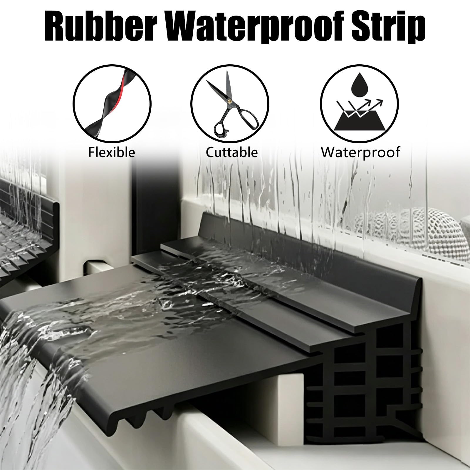 LZMZMQ Deflector de Lluvia Puerta Barrera Deflectora De Agua para Alféizar, Perfil Vierteaguas Transparente, Protector contra La Lluvia | [](W 56mm/2.2in,6M(19.7FT))