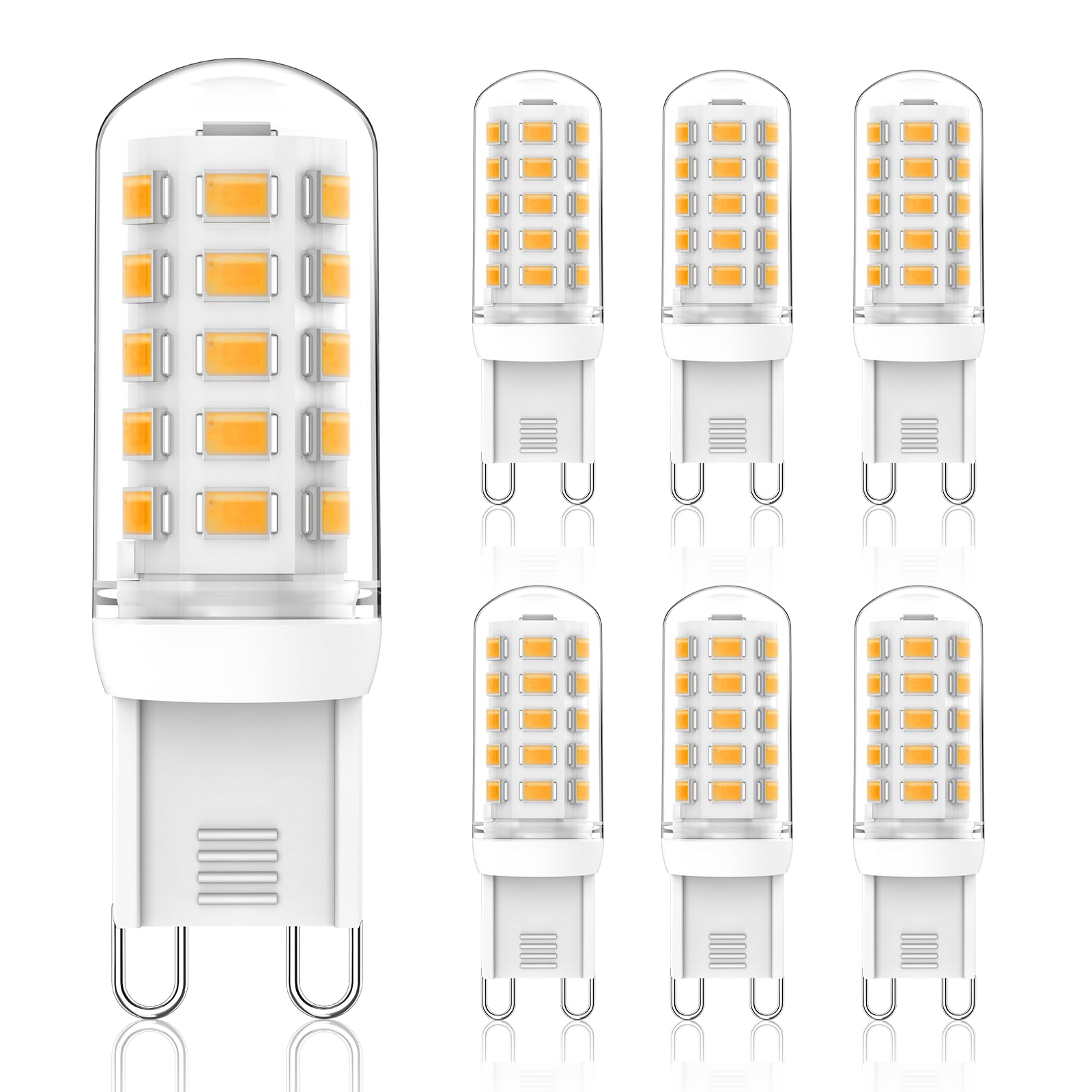 Cxyemt G9 LED Lampen Dimmbar, 5W Ersetzt 40W Halogenlampen, 2700K Warmweiß G9 Energiesparlampe Glühbirne, AC 220-240V, Kein Flickern LED Leuchtmittel, 6er Pack