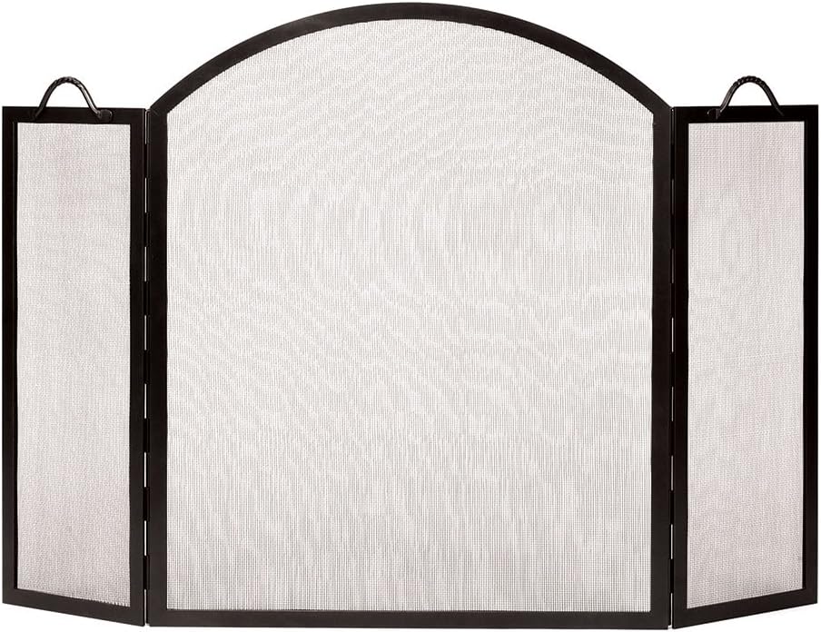 Pantalla plegable para chimenea de cuerda torcida con arco superior, grafito