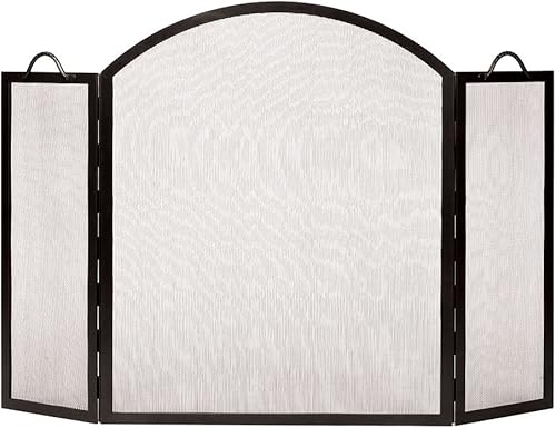 Pantalla plegable para chimenea de cuerda torcida con arco superior, grafito