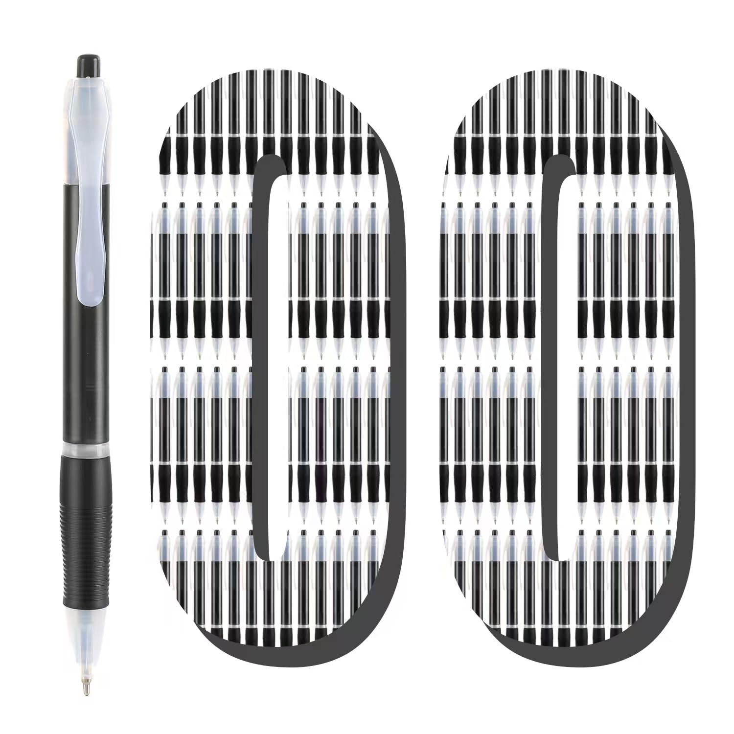 Aozora Retractable Pens Ballpoint Super Smooth Writing Pens Bulk 100 pack Medium Point 1.0mm No Bleed Click Pens with Soft Grip Black Ink