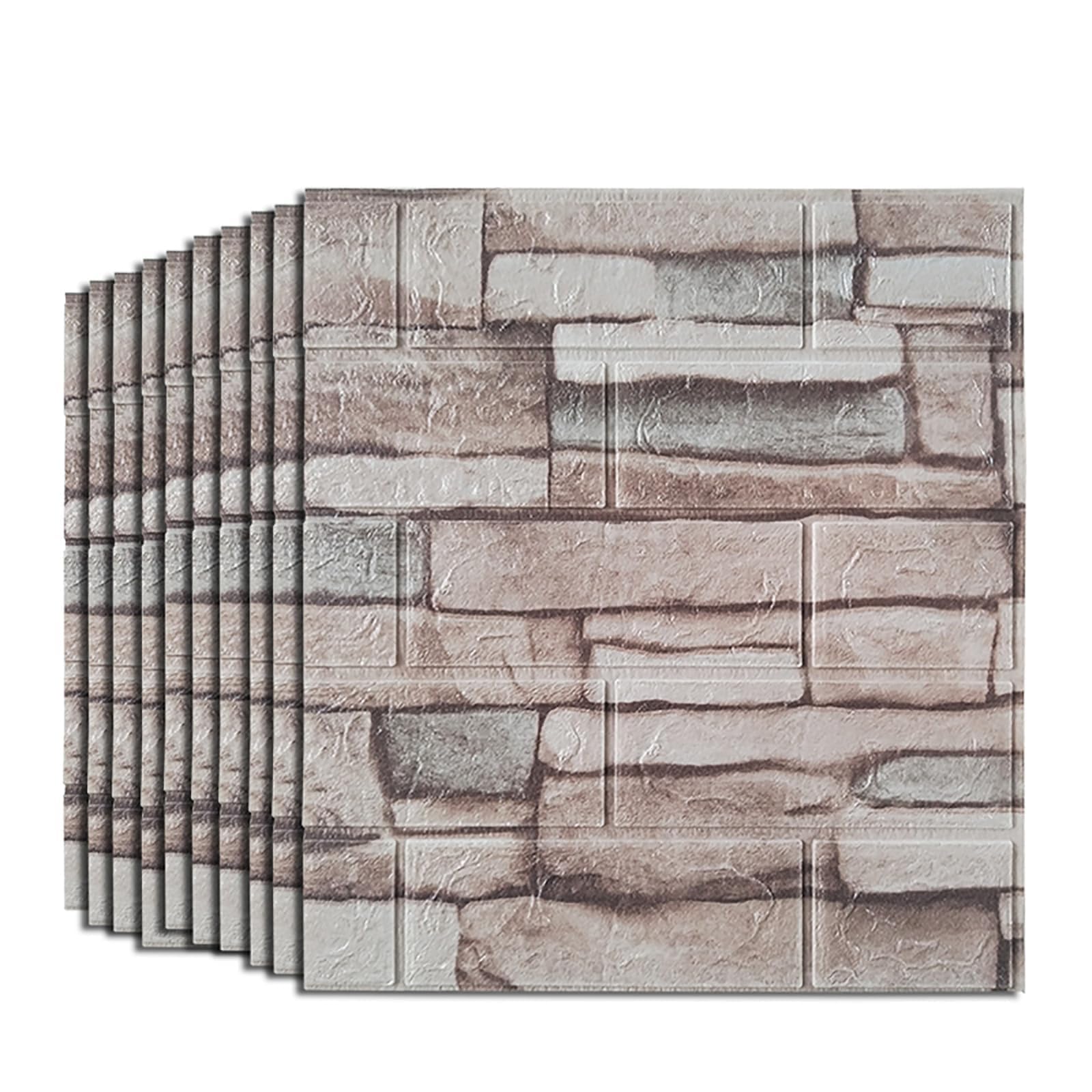 Anttyscar 60PCS Roman 3D Brick Wallpaper Wall Stickers - Self-Adhesive and Waterproof Foam Panels, Easy to Install Peel and Stick Design for Home Decor