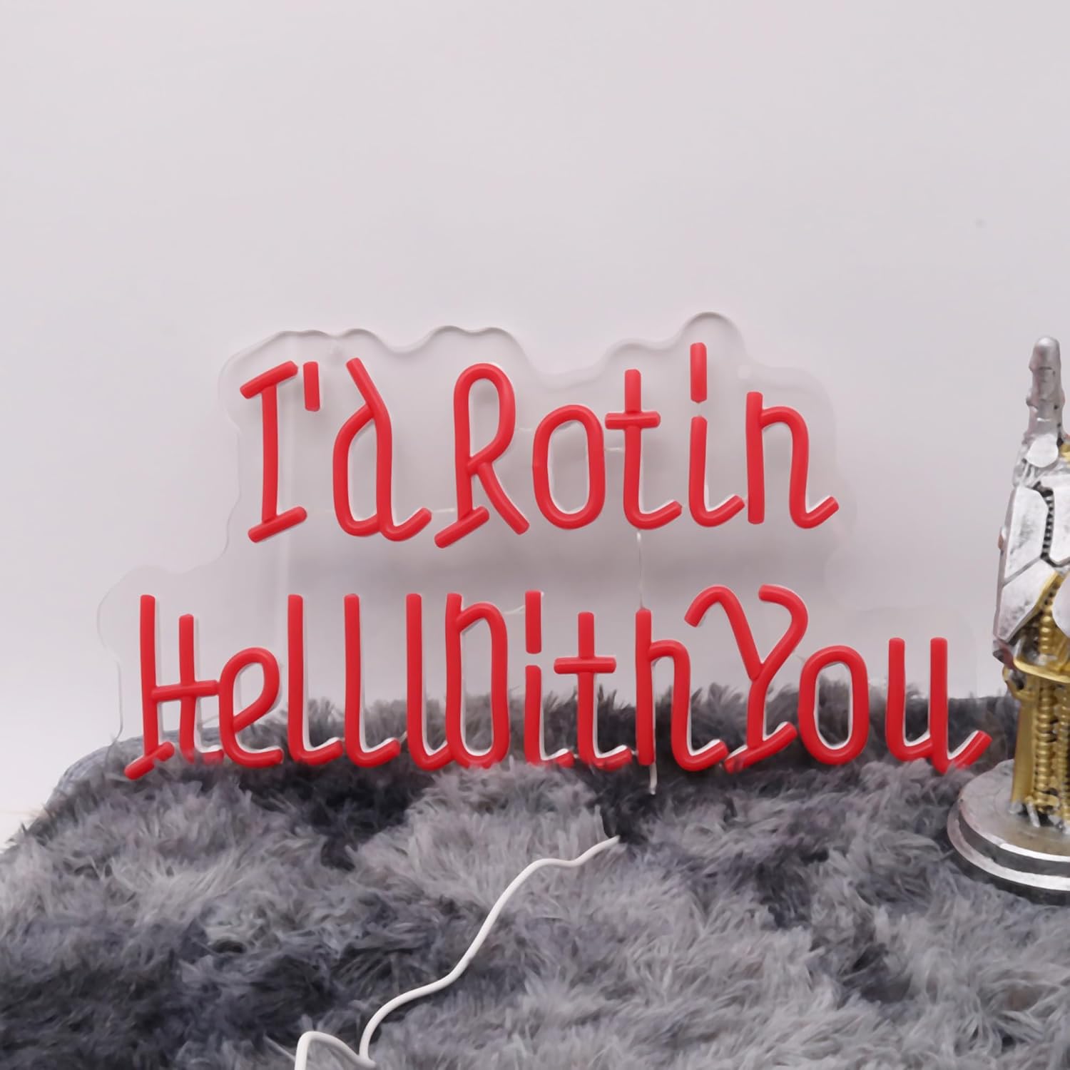 I’d Rot in Hell with You Neon Sign, Alt Room Decor,Gothic Wedding LED Wall Light for Halloween, Horror Room Decor, Dark Love Wedding Gift, Anniversary, Gothic Home Decor