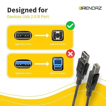 BRENDAZ 1ft. USB Cable Compatible with Samson G-Track Pro USB Microphone & C01U Pro USB Condenser Mic (1-Feet)