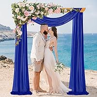 Vista 11 de MODFUNS Arco de boda rojo 18 pies, 2 paneles de cortinas de arco de boda, cortinas transparentes para telón de fondo, cortinas rojas de gasa