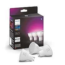 Philips Hue White and Color Ambiance, Faretto LED Smart GU10, Luce Bianca e Colorata, 350lm, Compatibile con Bluetooth, controllo vocale con Alexa, Apple Home e Google Assistant, pack da 3